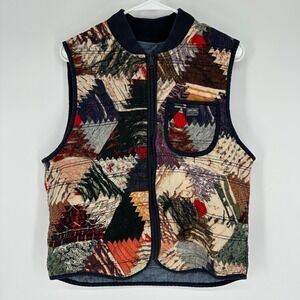 Denim & Supply Ralph Lauren Reversible Patchwork Chambray Quilted Vest Mens M